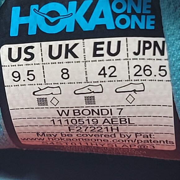 Hoka One One Bondi 7 Women's Blue Running Shoes F27221H US Size 9.5 - Picture 8 of 8